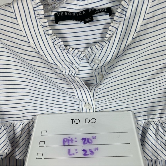 Veronica Beard women’s sonet striped shirt size M
Ruffle white blue - Picture 8 of 8
